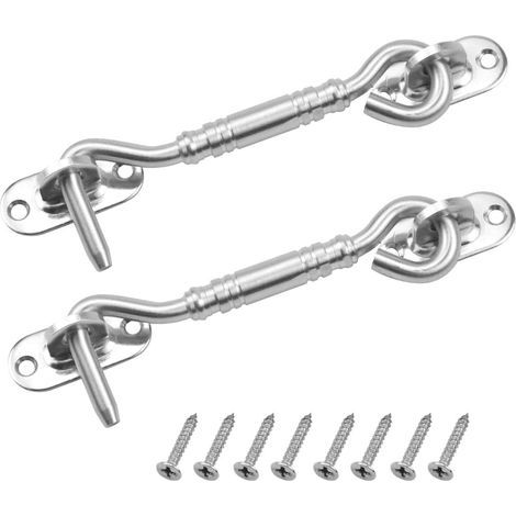 2 piezas de accesorios de regalo, gancho y pestillo de cerradura de cabina de acero inoxidable de 4 pulgadas para (1/5)