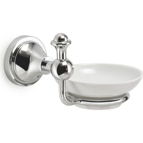 Porta sapone da parete in acciaio inox e ceramica modello nevis dim.  cm (lxpxh): 14,5x12,2x10,1  - cromato GEDY