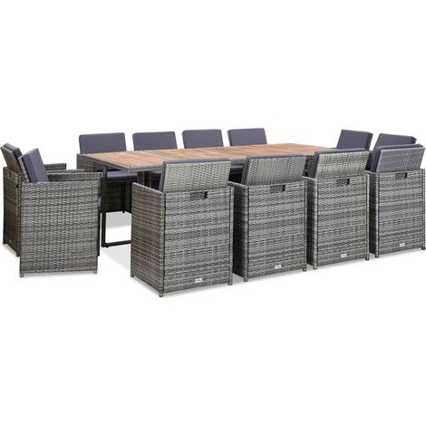 vidaXL Set da Pranzo da Giardino 13 pz e Cuscini Polyrattan Antracite