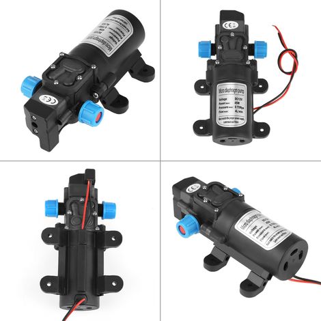 Pompe à eau auto-amorçante à micro-diaphragme 12 V CC 45 W, faible bruit, débit 4 L/min, noire (1/5)