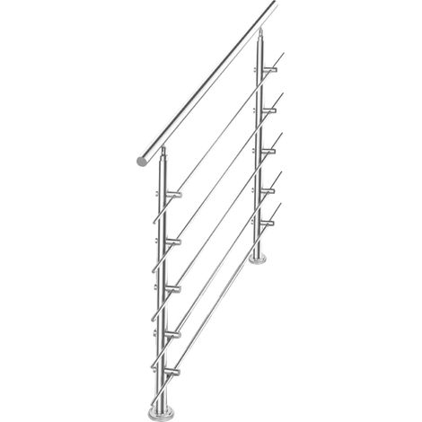 Randaco Barandilla de acero inoxidable para escaleras de exterior Juego Balaustrada Balcón Jardín (150 cm, 5 travesaños)