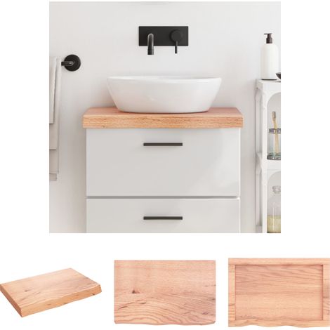 The Living Store Waschtischplatte Hellbraun 60x40x(2-6) cm Massivholz Behandelt -  Arbeitsplatten (1/5)