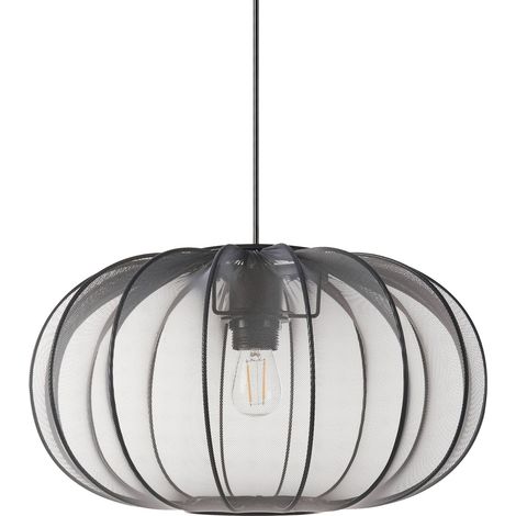 Lampe Pendante Design Moderne Plafonnier Abat-jour en Nylon Synthétique Noir Tocuyo