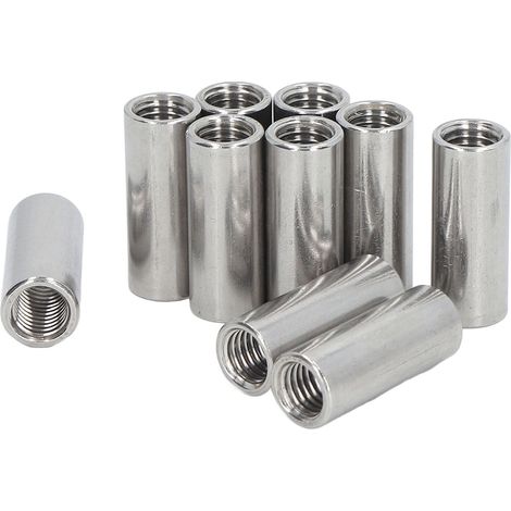 Lot de 10 écrous de raccordement ronds en acier inoxydable 304, filetage femelle, pour connexion cylindrique. (1/5)