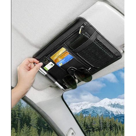 UlisemOrganiseur de pare-soleil de voiture, pochette de rangement pour accessoires d'intérieur de voiture, pour camion, SUV (1/4)