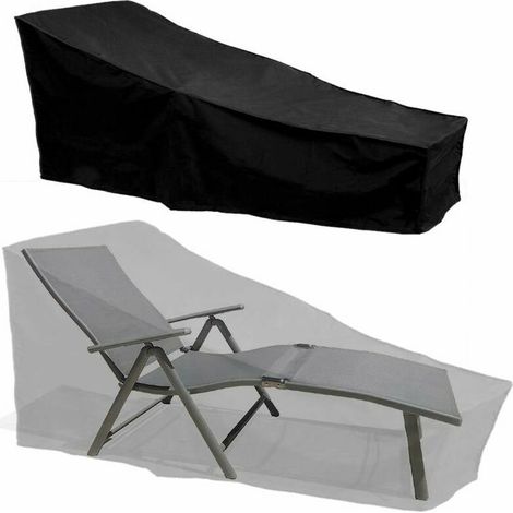 Couverture de Bain de Soleil Housse de Chaise Longue extérieur Imperméable, 210 x 75 x 80/40cm Nero