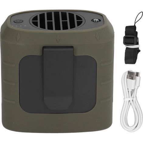 Ventilatore da collo ricaricabile e portatile con batteria da 8000 mAh, 3 velocità, flusso d'aria potente, ideale per lavori all'aperto e pesca, colore: verde militare. (1/5)