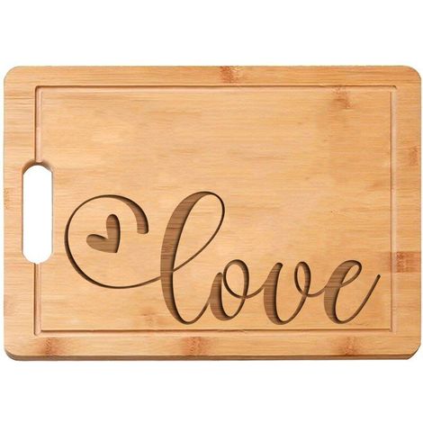 Planche en bambou "LOVE" – Message tendre gravé, cadeau Saint-Valentin (1/5)