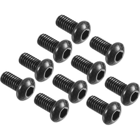 Tornillos de cabeza cilíndrica con tapón hexagonal x 100 piezas Tornillos y pernos metálicos con tapón hexagonal para el hogar, la oficina, la industria de maquinaria y reparaciones [Negro, M4x8 mm] (1/4)