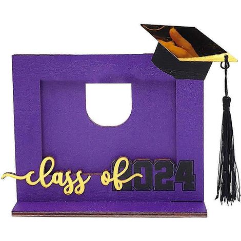 Cadre photo de remise de diplôme, décoration de bureau, présentoir photo souvenir, cadre photo en bois pour diplômés 2024, école primaire-Purple (1/5)