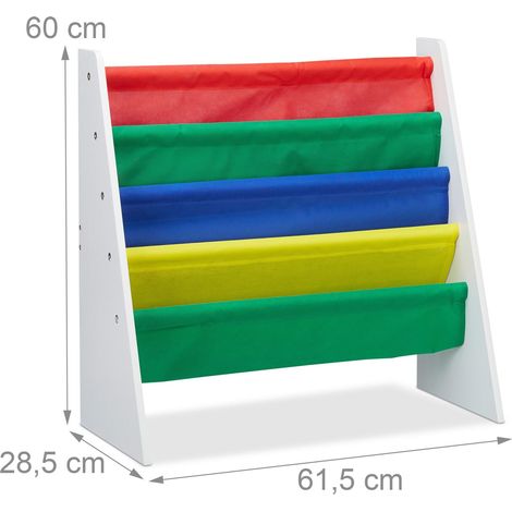 Libreria colorata per bambini portaoggetti 80 x 30 x 90 cm scomparti giocosi design moderno in tessuto multicolore 130003808