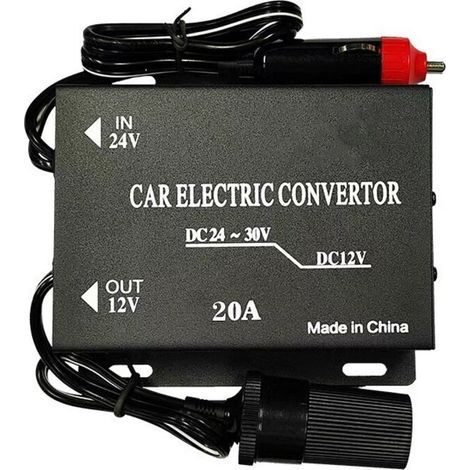 Convertisseur d'alimentation Voiture 20A Voiture Convertisseur de Puissance d'alimentation transformateur abaisseur 24V Type Allume Cigare 12V (1/5)