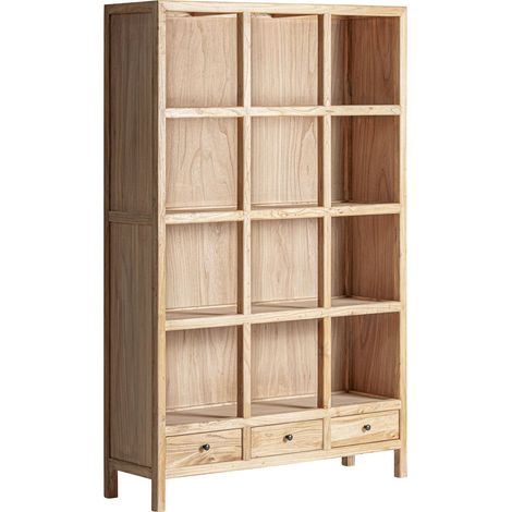 Bibliothèque modulable bois d'orme vieilli style colonial brun clair - Brun clair effet vieilli (1/5)