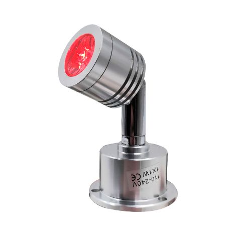 Faretto faro in alluminio cromato 1W a led luce colore rosso per vetrine armadi uffici camerini faretti