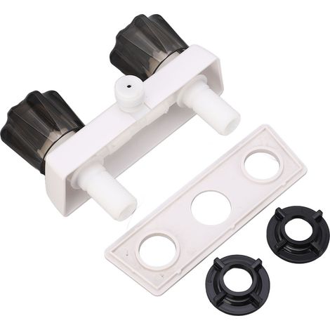 Robinet de douche pour camping-car, mitigeur thermostatique à 2 boutons et molette, blanc. (1/5)
