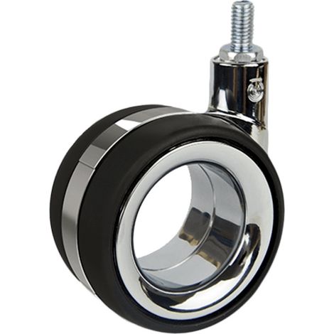 Roulette DESIGN "K" pivotante Ø 75 mm ZAMAK CHROMÉ à tige filetée (1/2)