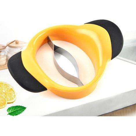 Taglia-mango, separatore e snocciolatore, manico antiscivolo, lama in acciaio inox, taglia-frutta, nero e giallo (1/5)
