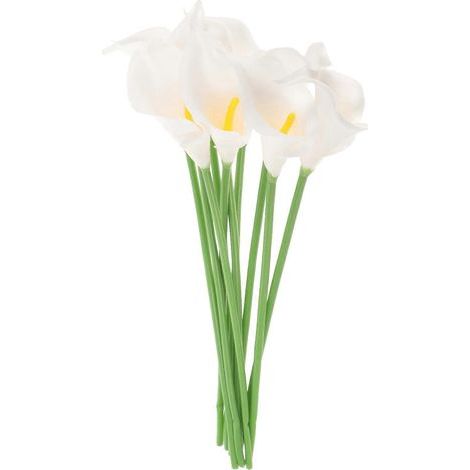 10 elegante und realistische künstliche Calla-Lilien-Sträuße aus PU, perfekt für Hochzeiten (weiß) – 33,00 x 5,00 x 5,00 cm (1/4)