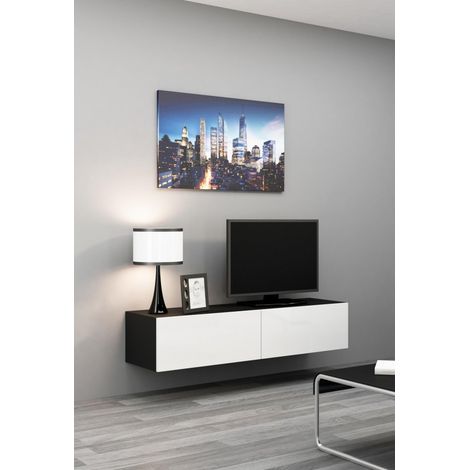 TV-Schrank VIGO '140' 30/140/40 Schwarz/Weiß Hochglanz (1/5)