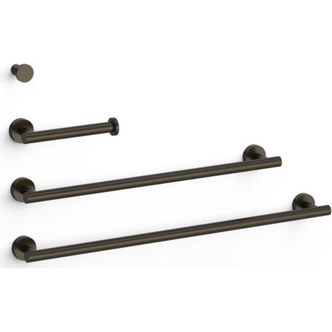 Ensemble de 2 Porte-serviettes et 1 Dérouleur à papier WC Noir bronze - TRES 09598102KMB