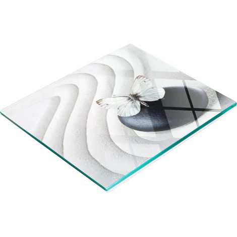 Tabla de cortar de cristal para cocina con dise帽o decorativo de mariposa zen, 60x52 cm.