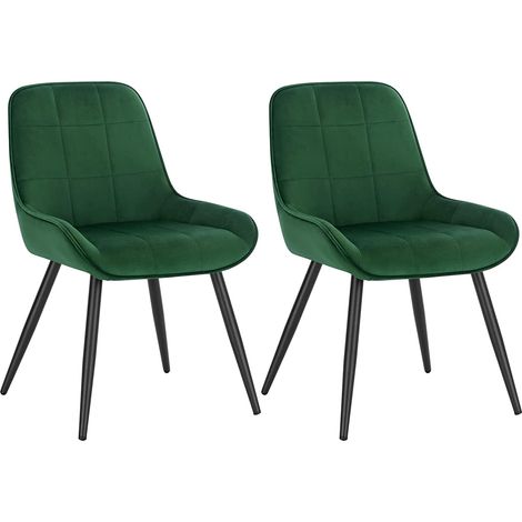 Woltu – Lot de 2 chaises de salle à manger ergonomiques en velours vert foncé – Dossier haut – Pieds métalliques antirouilles – Capacité 120 kg – BH331DGN2 (1/4)