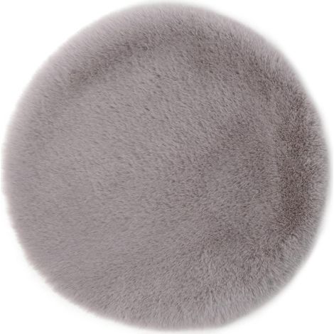 Coussin de Chaise en Fausse Fourrure, Coussin d'assise, Fourrure synthétique, 100% Polyester, Ø 38 cm - Argenté (1/5)