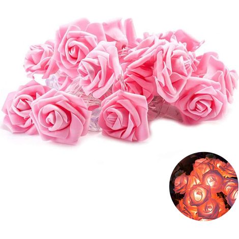 Guirlande Lumineuse Rose - 20 LED Blanc Chaud - Câble Transparent - Fonctionne sur Piles AA - Longueur 1,9 m - 1 pièce (1/5)