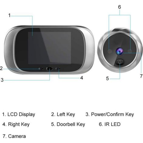Digital Door Viewer Camera de porte Sonnette de porte Écran LCD 2,8 pouces Vision nocturne Photosurveillance numérique de porte (1/5)