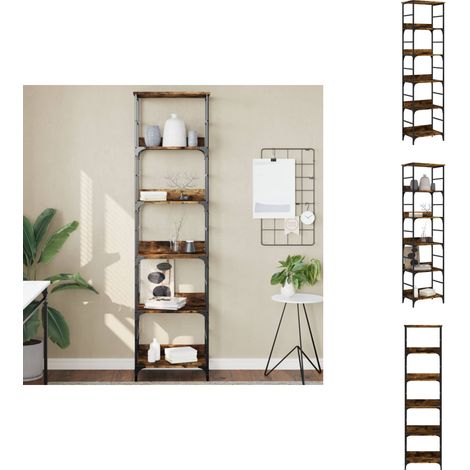 Bücherregal Räuchereiche 50x33x188,5 cm Holzwerkstoff - Buche Regal - Industrielles Regal - Regal Für Küche - Regal Für Wohnzimmer - Bücherständer (1/5)