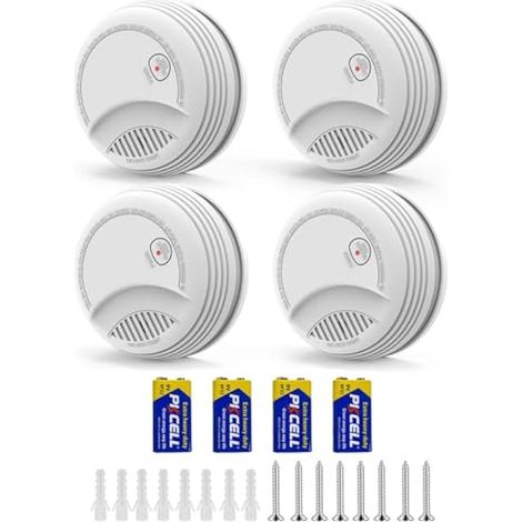 Applicable Lot De 4 Detecteur De FuméE – Alarme Incendie Avec Pile 9v RemplaçAble, Avertissement Batterie Faible, 85 Db, Sans Fausses Alertes, Bouton Test Et Silence, En14604, 10 Ans (4 PièCes) (1/5)