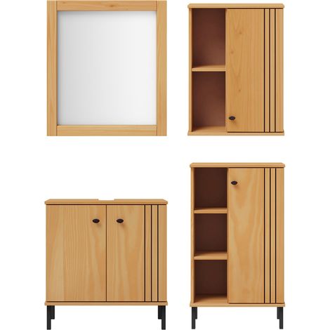 Badezimmer Set 4-teilig Kiefer massiv eichefarbig WILLOW-69 (1/5)