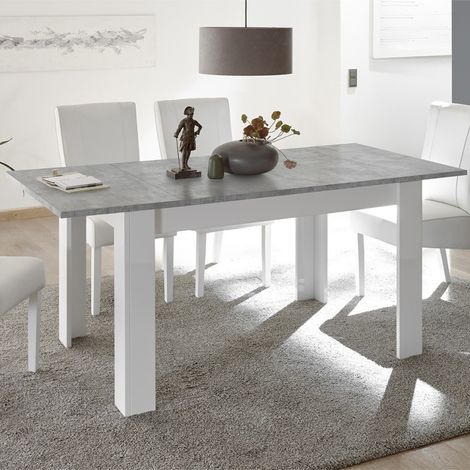 Mesa extensible 90x137-185cm blanco brillante gris cemento Sly Basic (1/5)