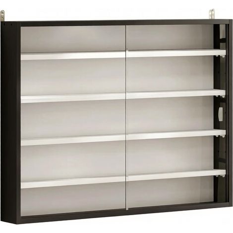 Vitrine murale en verre avec étagères réglables 80x9,5x60 cm, blanc ou noir (1/5)