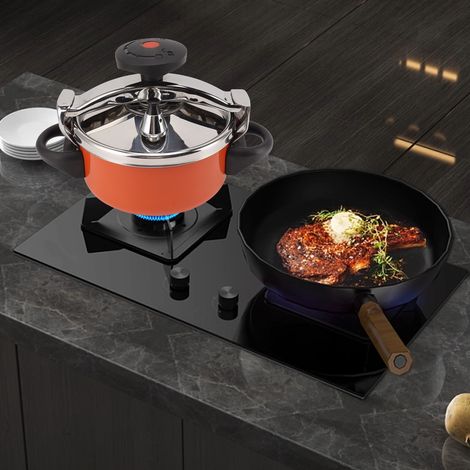Mini autocuiseur domestique en acier inoxydable, double fond, compatible induction, pour cuisson à la flamme, 2 L (1/5)