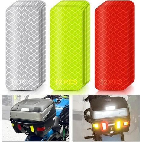Selbstklebende Reflektorstreifen für Sicherheitshelme an Motorrädern, Fahrrädern, Autos und anderen Fahrzeugen, 36 Stück, Silber, Gelb, Rot (1/4)