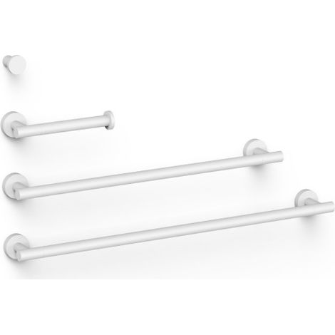 Ensemble de 2 Porte-serviettes et 1 Dérouleur à papier WC Blanc mat - TRES 09598102BM