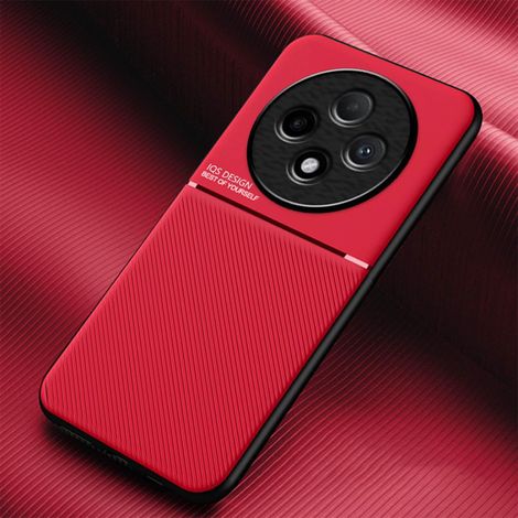 Coque pour Oppo Reno 12F 4G/Reno 12 FS/Reno12 F 5G, Grâce Exquis Mode Texture Doux Étui, Premium Très Mince Antichoc Antidérapante TPU + PU Bumper Silicone Housse. Rouge (1/5)