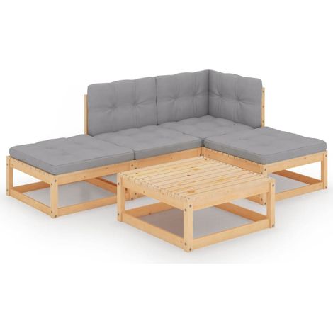 5-tlg. Garten-Lounge-Set mit Kissen Kiefer Massivholz vidaXL