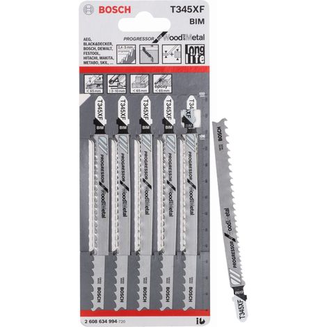 BOSCH T345XF (pkt of 5) Progressor wood & metal 132mm