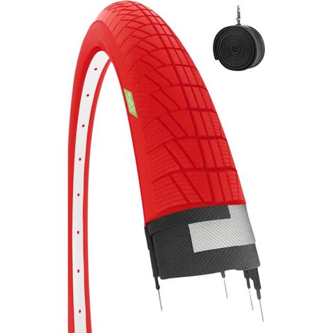 COPERTONE ROSSO 20 X 1.75 (47-406) + CAMERA PNEUMATICO BICICLETTA GRAZIELLA CITY BIKE STRADALE BIMBO (1/5)