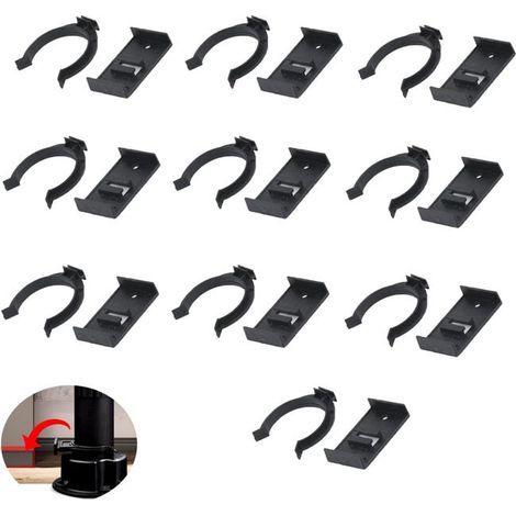 Pack of 10 fixing clips for 3.9 cm adjustable furniture legs, baseboards, skirting boards, plastic feet, panel fixings (1/5)