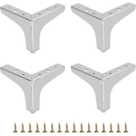 10 cm Metal Sofa Legs 4 Pieces Modern Furniture Legs Sofa Furniture Legs DIY Furniture Heightening Legs Replacement Legs for TV Cabinet Sofa Cabinet, Silver (1/5)