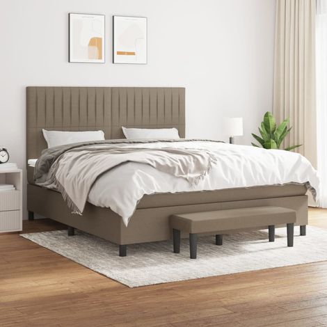 vidaXL Sommier à lattes de lit avec matelas Taupe 160x200 cm Tissu (1/5)