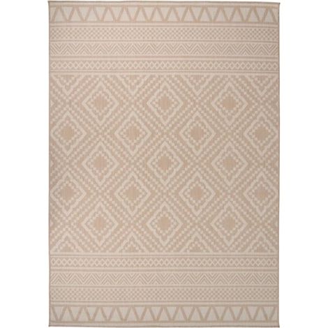 Outdoor-Teppich Flachgewebe 120x170 cm Braun Gestreift