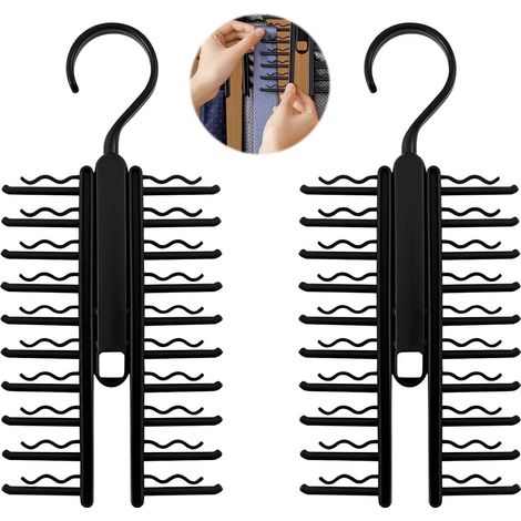 support cravate ajustable pivotant à 360° porte-cravates ceintures foulards organiseur d’armoire antidérapant pour rangement maison 2pcs (1/5)