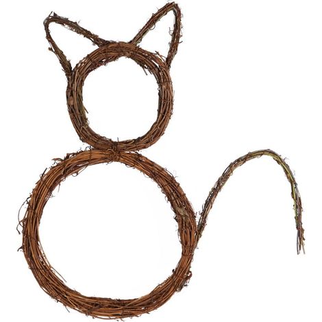 Guirlande En Rotin - Forme De Chat - Pour Décoration De Porte D'Entrée Mur Ou Intérieur - Halloween Noël - 30 Cm (1/5)