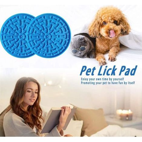 Bleu Tapis de lèche pour Chien,Tapis à Lécher,Tapis à Lécher en Silicone,Tapis de Bain pour Chien,Coussin à lécher pour Chien,Idéal (1/4)