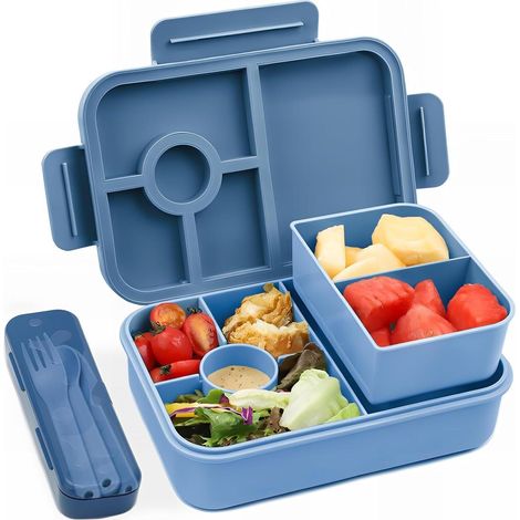 Brotdose Kinder 1300ML 5 Fächer Auslaufsicher Lunchbox Dunkelblau (1/5)
