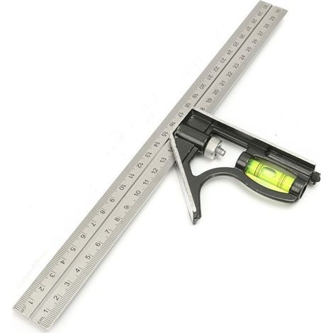 TRADE SHOP - Squadra Combinata Con Livella Metrica A Bolla In Alluminio Angolo 45°90° 300m -